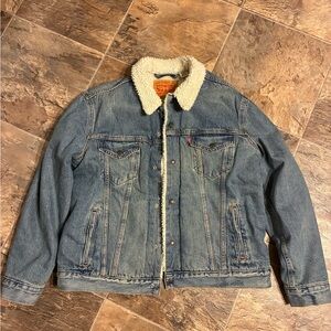 Levi's Blue Denim Jacket with Cream Sherpa Lining